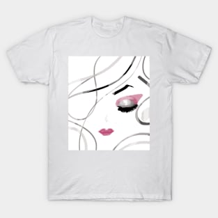 fashion chic girl line art illustration T-Shirt